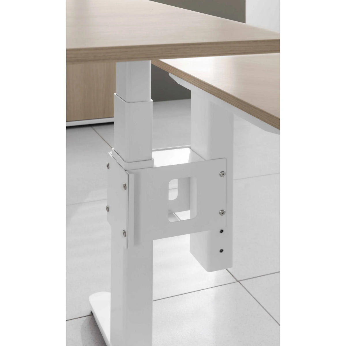 Witte console met steunvoet voor de aanbouwplaat LA92 C uit de XBHM2C-serie van hjh OFFICE PRO