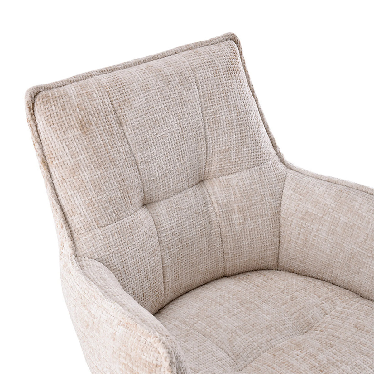 Beige gestructureerde stoffen bekleding met stiksel van de eetkamerstoel Tavaro van hjh LIVING
