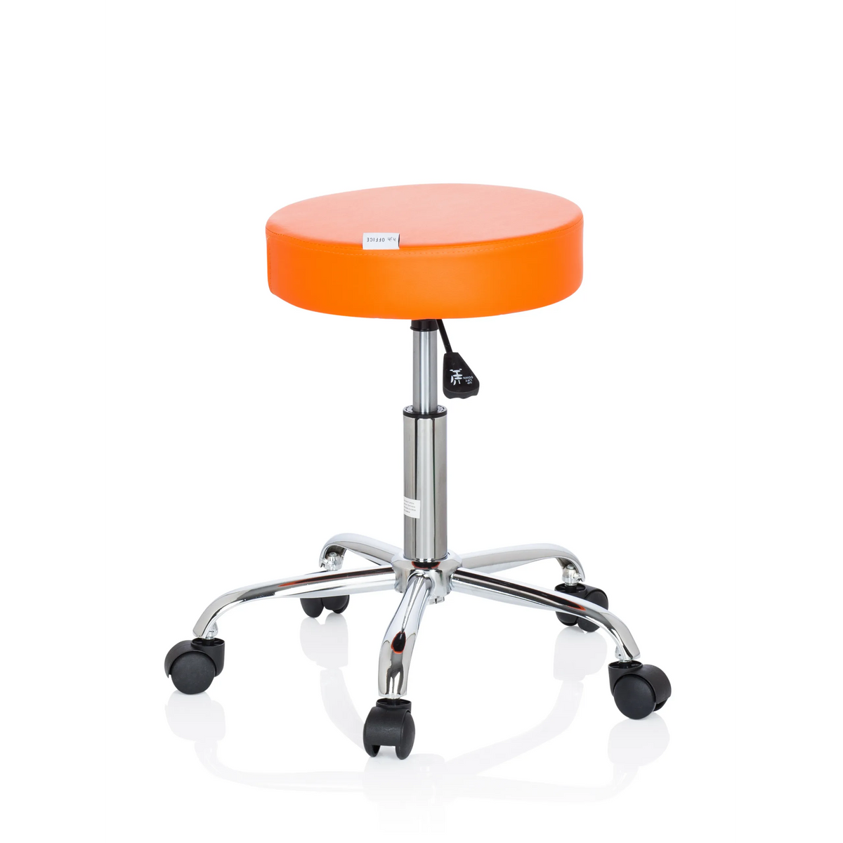 Oranje Draaikruk OPERATOR II met gasveer en vijfster-onderstel met wieltjes van hjh OFFICE – 360-gradenweergave (zijaanzicht 100°)