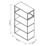 Technische tekening van het rek FlexWall met 1452 x 800 mm van hjh OFFICE PRO