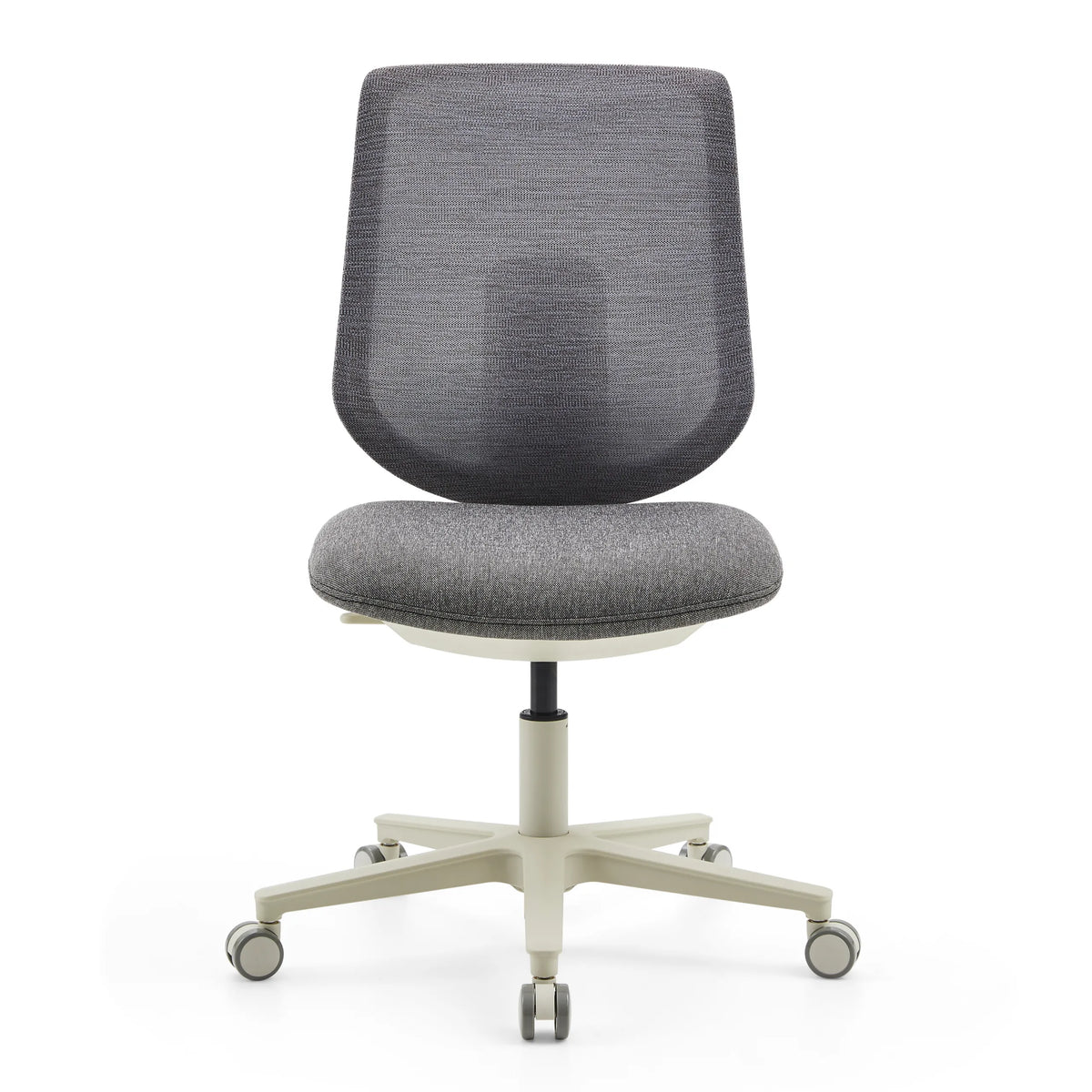 Grijze Thuisgebruik bureaustoel Sitflex Lady met netrugleuning en vijfpoot met wieltjes van hjh OFFICE – 360-gradenweergave (vooraanzicht 0°)
