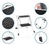 Witte klaptrap SOLID W1 met twee treden, antislip oppervlakken en een geïntegreerde handgreep van hjh OFFICE