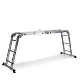 Zilverkleurige aluminium Klaptrap SOLID W3 met twaalf treden van hjh OFFICE – 360-gradenweergave (zijaanzicht 72°)