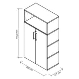 Technische tekening van de archiefkast FlexWall met 1452 × 800 mm van hjh OFFICE PRO
