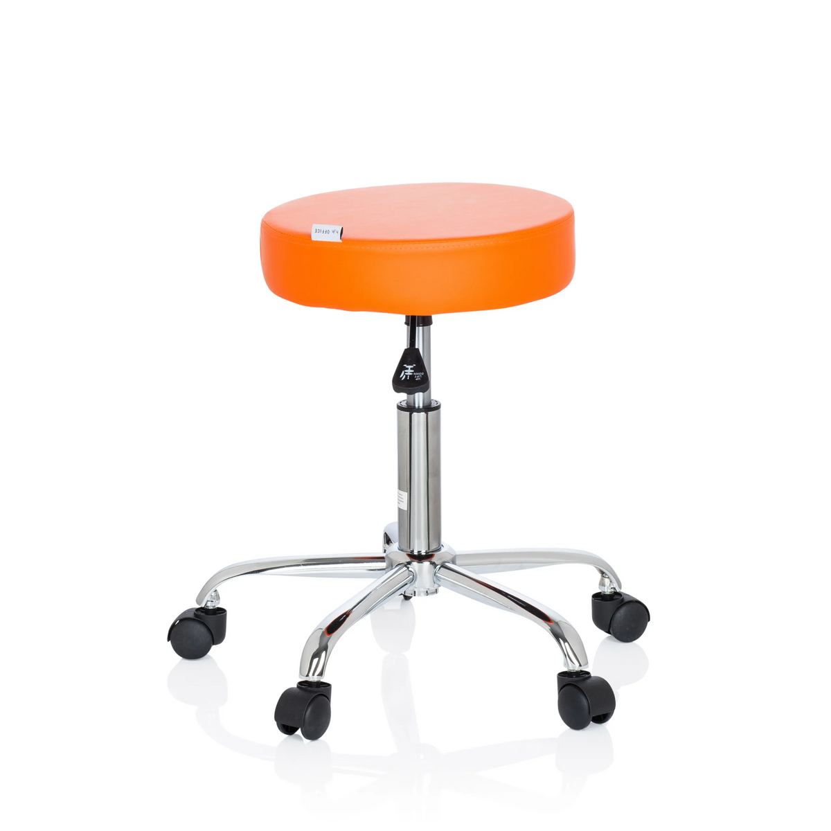 Oranje Draaikruk OPERATOR II met gasveer en vijfster-onderstel met wieltjes van hjh OFFICE – 360-gradenweergave (zijaanzicht 80°)