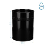 Maataanzicht van de Prullenbak CLEAN III met 32 cm hoogte, 26 cm diameter en 15 L inhoud van hjh OFFICE