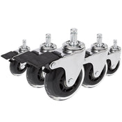 Bureaustoelwielen 5x ROLO SKATE CT 11mm/75mm in zilver en transparant met rem voor harde vloeren van hjh OFFICE