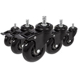 5x ROLO SKATE S 11mm/75mm met handrem | Harde bodem - Bureaustoelwielen 