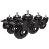 Vijf zwarte Bureaustoelwielen 5x ROLO SKATE S 11mm/75mm met remmen voor harde vloeren van hjh OFFICE