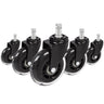 Vijf 5x ROLO SKATE ST 11mm/75mm Bureaustoelwielen in zwart en transparant voor harde vloeren van hjh OFFICE