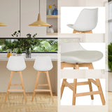 Barkruk SCANDI HIGH in wit met houten frame en zitschaal in verschillende aanzichten van hjh LIVING