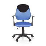 Blauwe Kinder bureaustoel KIDDY STYLE met netrugleuning, armleuningen en vijfpoot met wieltjes van hjh OFFICE – 360-gradenweergave (vooraanzicht 0°)