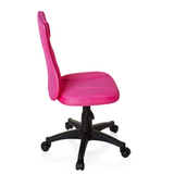 Pinker Kinderdrehstuhl KIDDY BASE mit Netzrücken und schwarzem Fußkreuz mit fünf Rollen von hjh OFFICE – 360-Grad-Ansicht (Seitenprofil 100°)