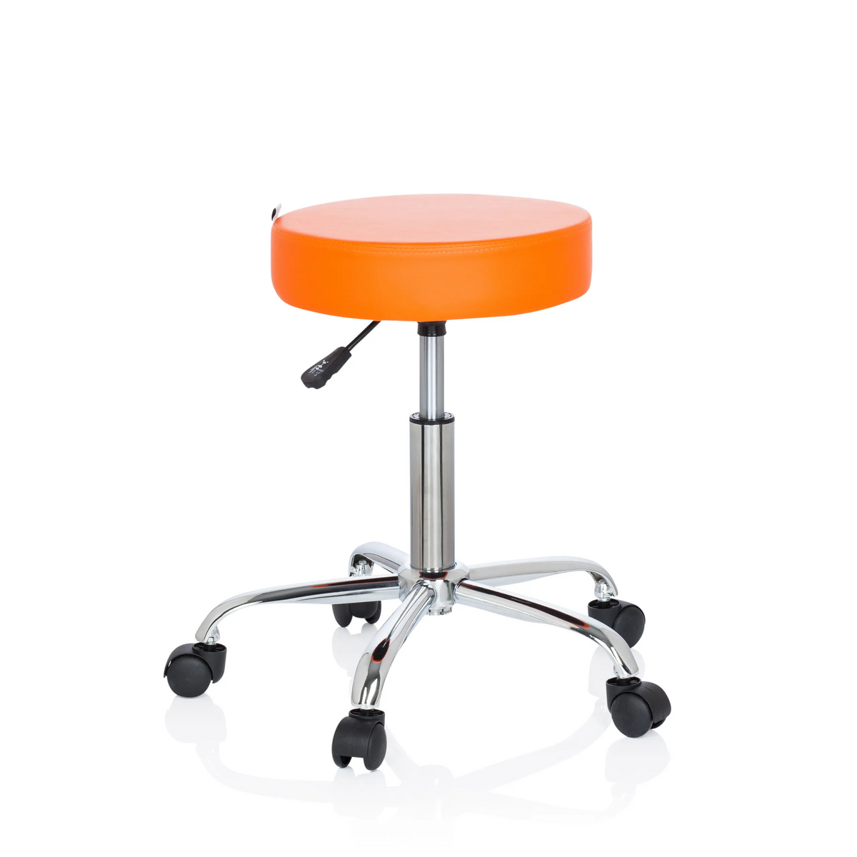 Oranje Draaikruk OPERATOR II met gasveer en vijfster-onderstel met wieltjes van hjh OFFICE – 360-gradenweergave (vooraanzicht 20°)
