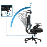 Verstelbare rugleuning van de professionele bureaustoel Ergo U2 Flex3 met een kantelhoek tot 90° van hjh OFFICE