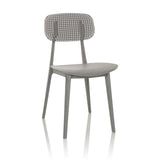 Grijze Outdoor stoel ARTIFO HOL met geperforeerde rugleuning en zitting van hjh OFFICE – 360-gradenweergave (vooraanzicht 15°)