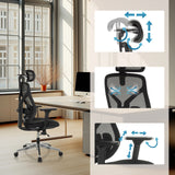 Verstelbare armleuningen en rugleuning van de High end bureaustoel CASSILIS B van hjh OFFICE