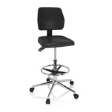 Zwarte Baliestoel TOP WORK 11 I met voetring en vijfpoot met wielen van hjh OFFICE – 360-gradenweergave (vooraanzicht 20°)