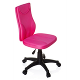 Roze Kinder bureaustoel KIDDY BASE met netrug en zwart vijfpootkruis met wieltjes van hjh OFFICE – 360-gradenweergave (schuin vooraanzicht 60°)