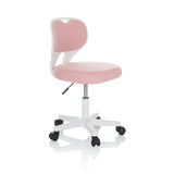 Roze Kinder bureaustoel KIDDY TOP W met wit frame en vijfsterrenvoet met zwenkwielen van hjh OFFICE – 360-gradenweergave (schuin vooraanzicht 60°)