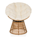 Outdoor stoel WEAVORA in beige met gevlochten onderstel en een groot, zacht zitkussen van hjh LIVING