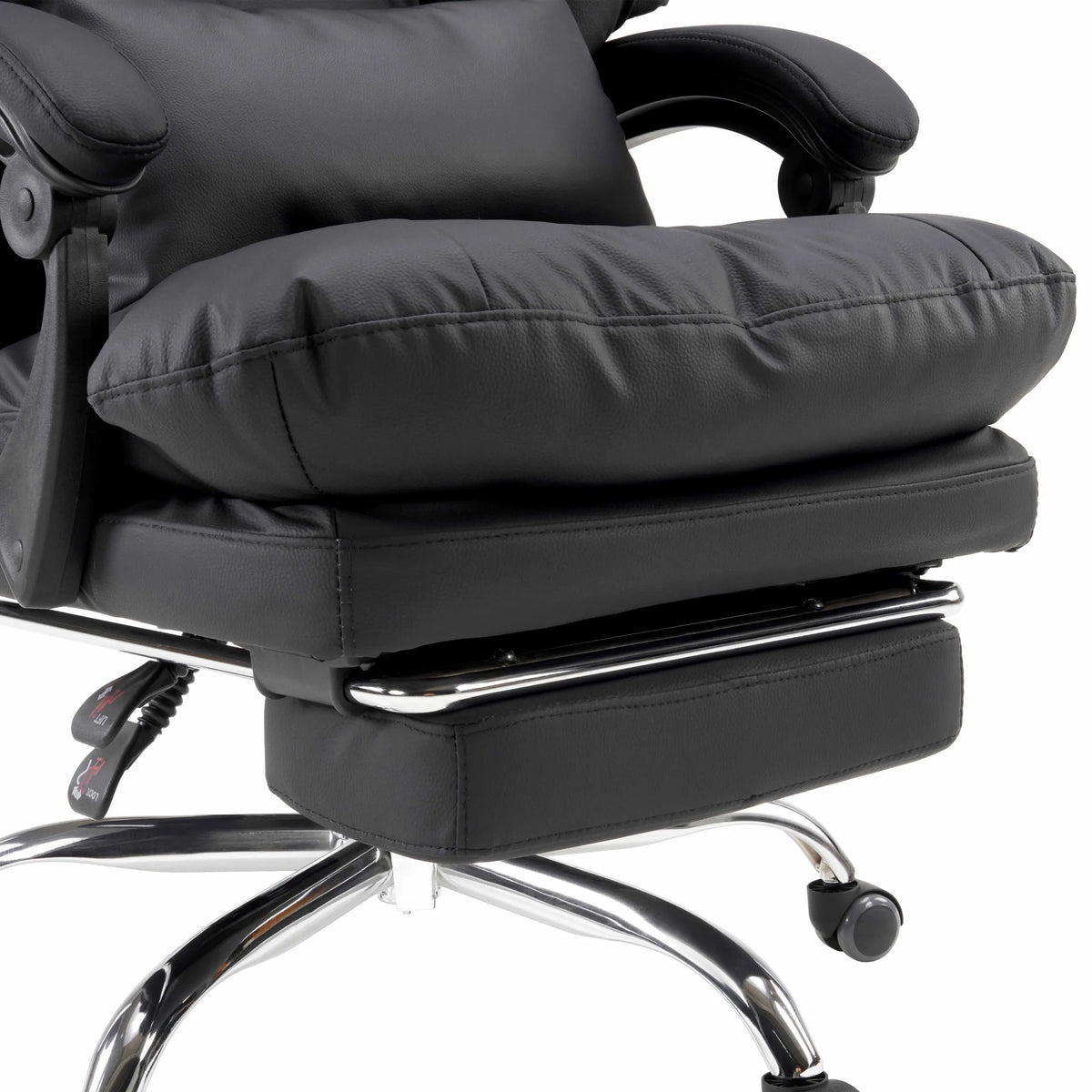 Uitschuifbare voetensteun van de Relax Legoro Thuiskantoor bureaustoel in zwart met een verchroomd frame van MyBuero