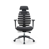 Zwarte Professionele bureaustoel ERGO LINE II PRO met stofbekleding en vijfpoot met wielen van hjh OFFICE – 360-gradenweergave (vooraanzicht 0°)