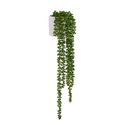 Kunstmatige hangplant Senecio Climb in het groen met een witte overpot van hjh OFFICE
