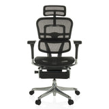 Schwarzer Luxus-Chefsessel ERGOHUMAN PLUS LEGPRO GEN2 mit Netzbespannung und Fußkreuz mit fünf Rollen von hjh OFFICE – 360-Grad-Ansicht (Frontansicht 0°)