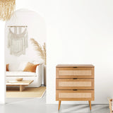 Commode BOHEO K van eiken met drie laden en Weens vlechtwerk van hjh LIVING