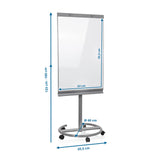 Maattekening van het Whiteboard MULTIBOARD met een hoogte van 133 tot 190 cm van hjh OFFICE