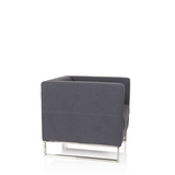 Donkergrijze Gestoffeerde fauteuil BARBADOS met vierkant design en metalen frame van hjh OFFICE – 360-gradenweergave (zijaanzicht 80°)