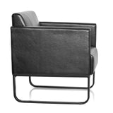 Zwarte gestoffeerde fauteuil BALI BLACK met armleuningen en een onderstel van hjh OFFICE – 360-gradenweergave (zijaanzicht 80°)