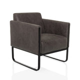 Grijze Lounge stoel Aruba Retro met armleuningen en zwart onderstel van hjh OFFICE – 360-gradenweergave (schuin vooraanzicht 30°)