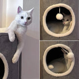 Grijze Kattengrot PAWY R met zachte, witte binnenvoering en speelbal van hjh LIVING