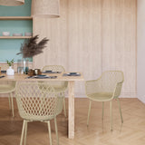 Beige Outdoor stoel BEGIO L met netvormige rugleuning en armleuningen van hjh LIVING