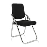 Zwarte Klapstoel ESTO met stoffen bekleding en verchroomd frame van hjh OFFICE – 360-gradenweergave (schuin vooraanzicht 40°)