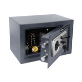 Geopende Safe Compact Basic kluis in antraciet met digitaal cijferslot en inhoud van hjh OFFICE