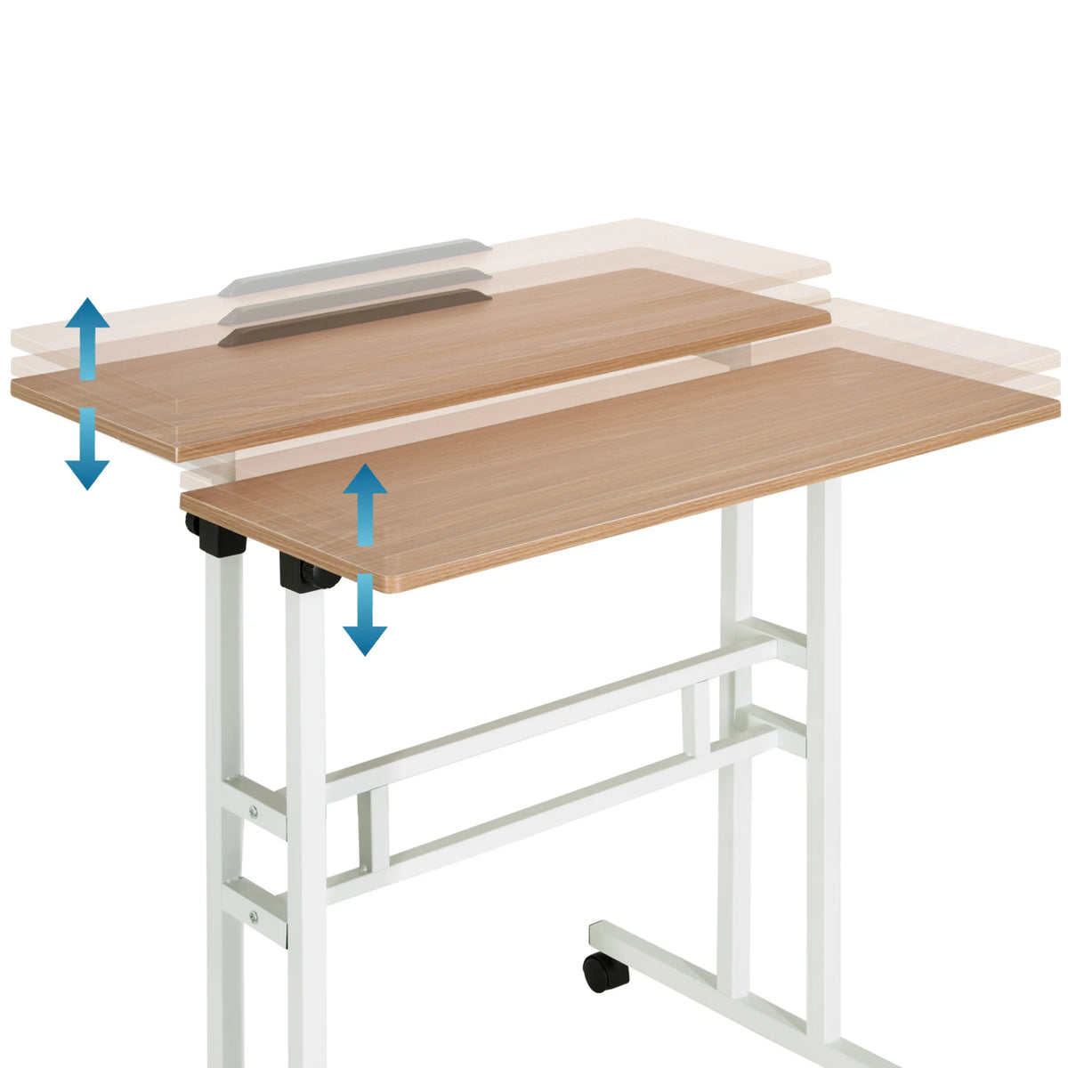 Hoogteverstelbaar tafelblad van het WORKSTATION I zit-sta bureau in eiken en wit van hjh OFFICE