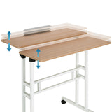 Hoogteverstelbaar tafelblad van het WORKSTATION I zit-sta bureau in eiken en wit van hjh OFFICE
