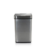 Zilveren Sensorbak CLEAN IV met glanzend oppervlak en zwarte bodem van hjh OFFICE – 360-gradenweergave (vooraanzicht 0°)