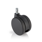 Zwarte Bureaustoelwielen 5x ROLO No-Noise 11mm/75mm voor tapijtvloeren met metalen pen van hjh OFFICE – 360-gradenweergave (vooraanzicht 0°)