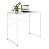 Wit Bureau EASY UP H I met metalen frame, een laptop en een plant van hjh OFFICE