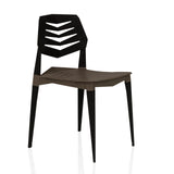 Bruin-zwarte Outdoor stoel Flecharo met geperforeerde rugleuning van hjh LIVING – 360-gradenweergave (schuin vooraanzicht 45°)