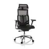 Zwarte High end bureaustoel POFIT GEN2 met netrugleuning en voetkruis met vijf wieltjes van hjh OFFICE – 360-gradenweergave (vooraanzicht 15°)