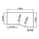 Technische tekening van het bureau NANO 18 S van 1,80 × 1,00 m van hjh OFFICE PRO