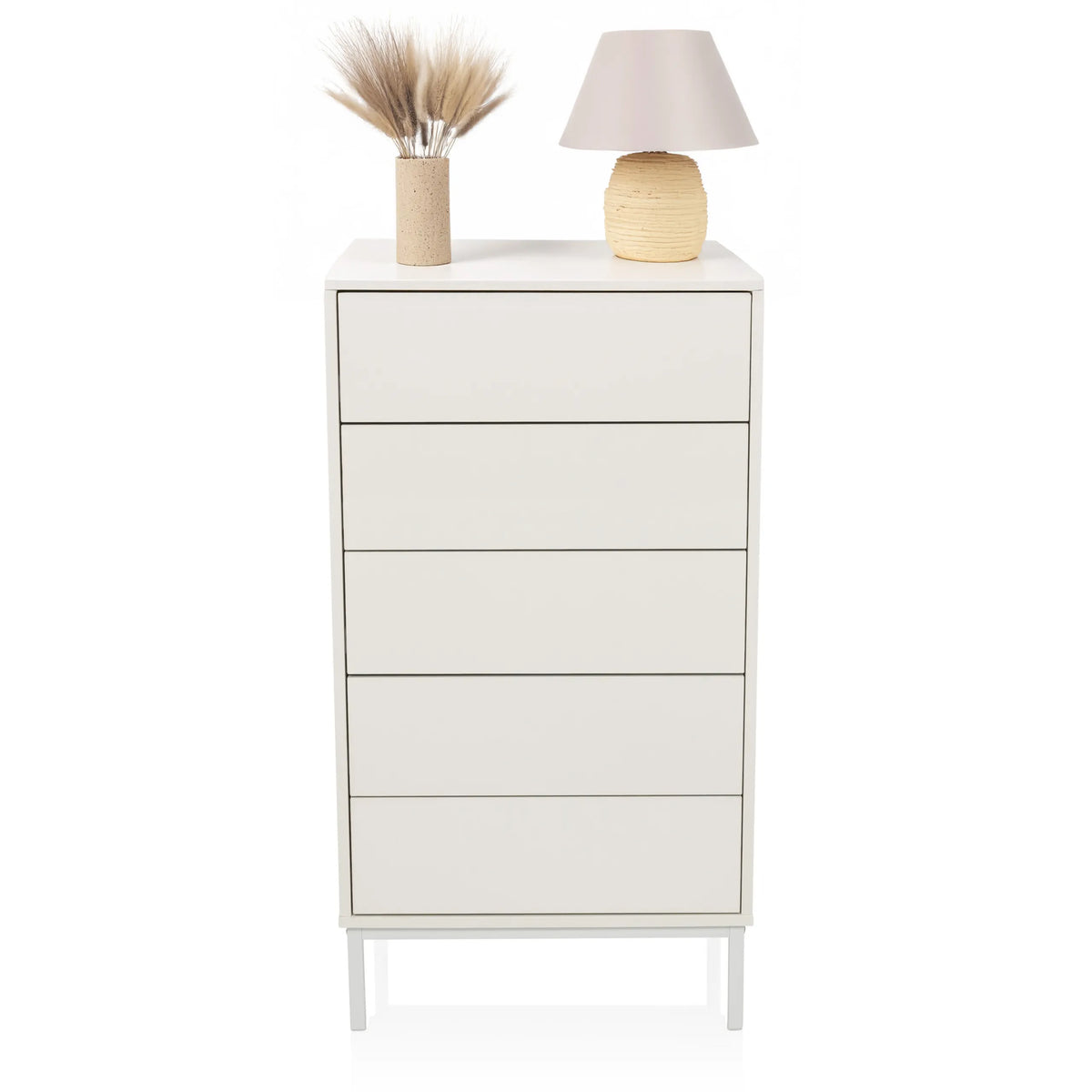 Witte Commode BJORDAL met vijf laden en slanke poten van hjh LIVING