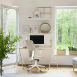 Beige COSIO II Thuisgebruik bureaustoel met armleuningen aan een bureau in een lichte kamer van hjh OFFICE