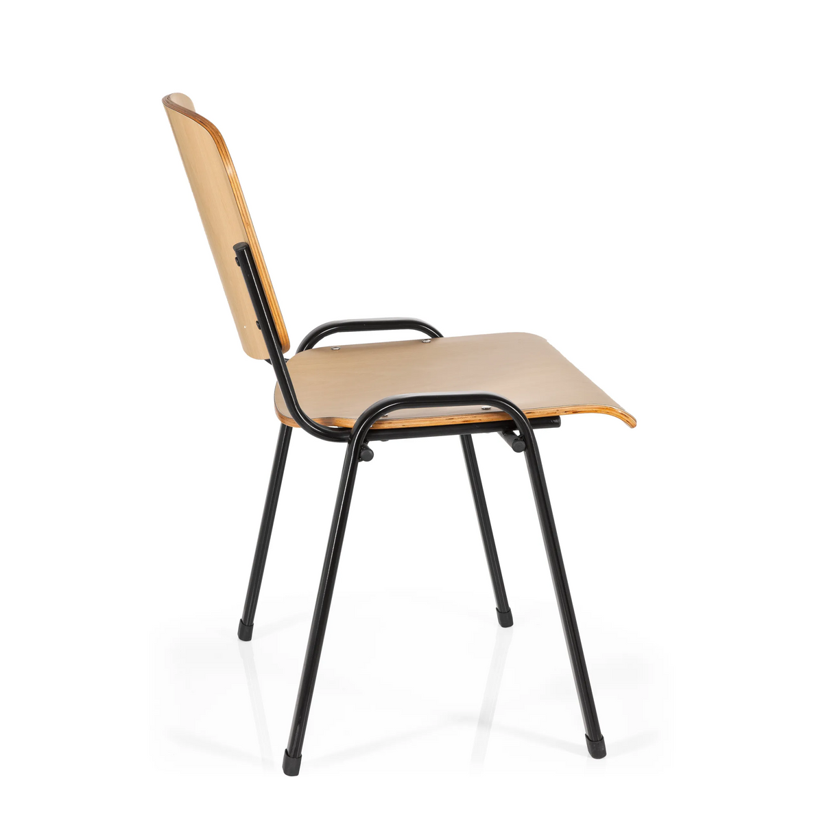 Vierpotige stoel XT 600 SW H met zitting en rugleuning van beukenhout en een zwart frame van hjh OFFICE – 360-gradenweergave (zijaanzicht 100°)