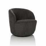 Grijze Lounge stoel BRAMWICH met afgeronde vorm en vulling van hjh LIVING – 360-gradenweergave (schuin vooraanzicht 30°)